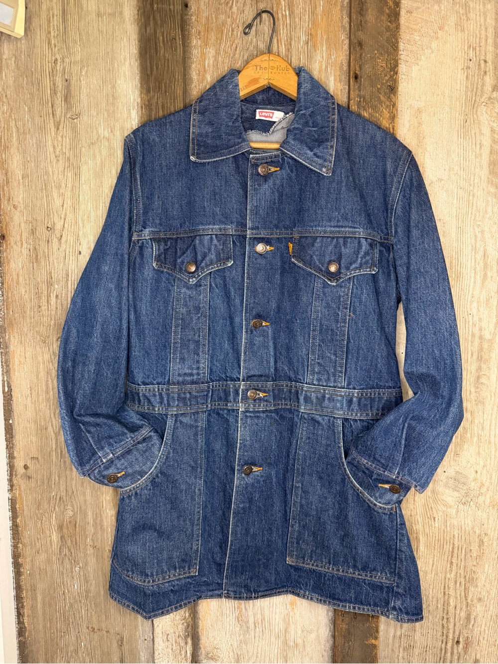 VTG 60s/70s Levi’s Orange Tab Split Tail Long Denim Workwear Chore Coat: Medium